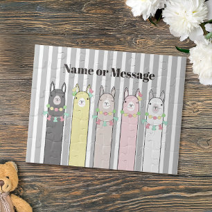 Personalisierte Niedliche Retro-Farbige Llamas Kin Puzzle