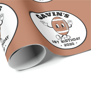 Personalisierte Niedliche Retro Fußball Geburtstag Geschenkpapier