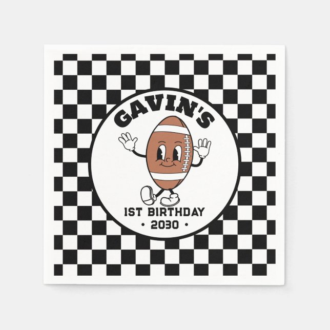 Personalisierte Niedliche Retro Fußball Geburtstag Serviette (Vorderseite)
