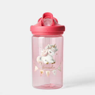 Personalisierte Niedliche rosa Kinder Einhorn Trinkflasche
