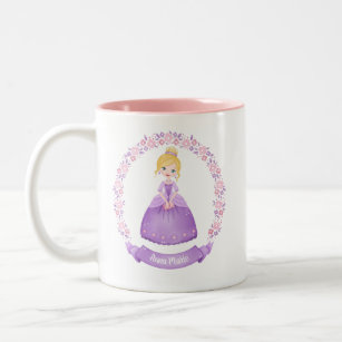 Personalisierte Niedliche rosa Lila Prinzessin Zweifarbige Tasse