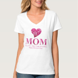 Personalisierte Niedliche Rosa MAMA Blumenschrift T-Shirt