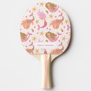 Personalisierte Niedliche Rosa Mermaid Tischtennis Schläger