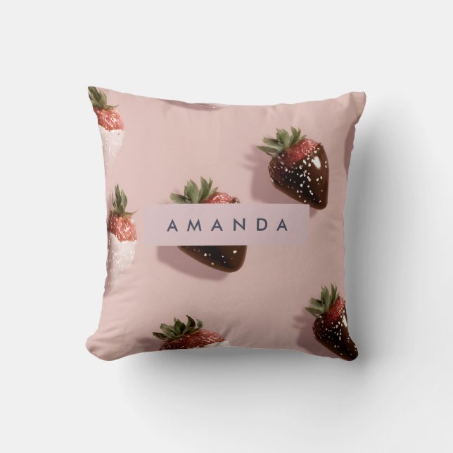 Personalisierte Niedliche Rosa Schokolade gedippt  Kissen (Vorderseite)