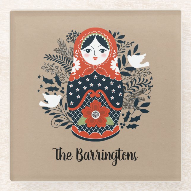 Personalisierte Niedliche Russische Nest-Puppe Glasuntersetzer (Vorderseite)
