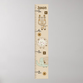 Personalisierte Niedliche Safari-Tiere-Wachstumsta Poster