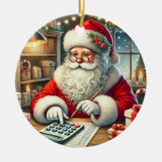 Personalisierte Niedliche Santa-Doing-Buchführung Keramik Ornament