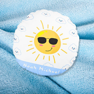 Personalisierte Niedliche Sonne und Cloud Baby Rundes Kissen