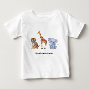 Personalisierte Niedliche Tiere Elefant Tiger Gira Baby T-shirt
