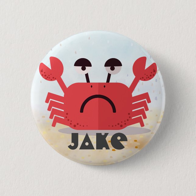 Personalisierte Niedliche und einfache Crabby-Krab Button (Vorderseite)