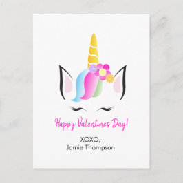 Personalisierte Niedliche Unicorn Happy Valentine Postkarte