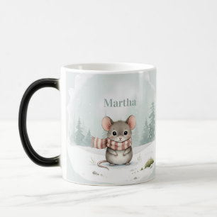 Personalisierte niedliche Wasserfarbe-Maus Winter  Verwandlungstasse
