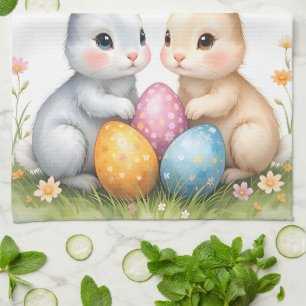 Personalisierte Niedliche Wasserfarben OsterBunnie Geschirrtuch