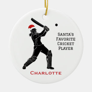 Personalisierte niedliche weibliche Cricket spiele Keramik Ornament