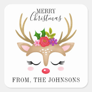 Personalisierte Niedliche Weihnachtsfeier Quadratischer Aufkleber