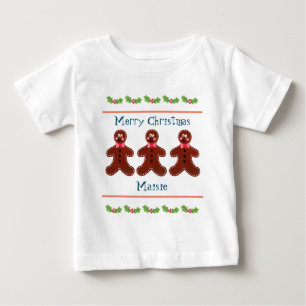 Personalisierte Niedliche Weihnachtsgingerbrot Man Baby T-shirt