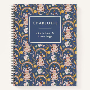 Personalisierte Niedliche Weihnachtsjoga Kuh Whims Notizbuch