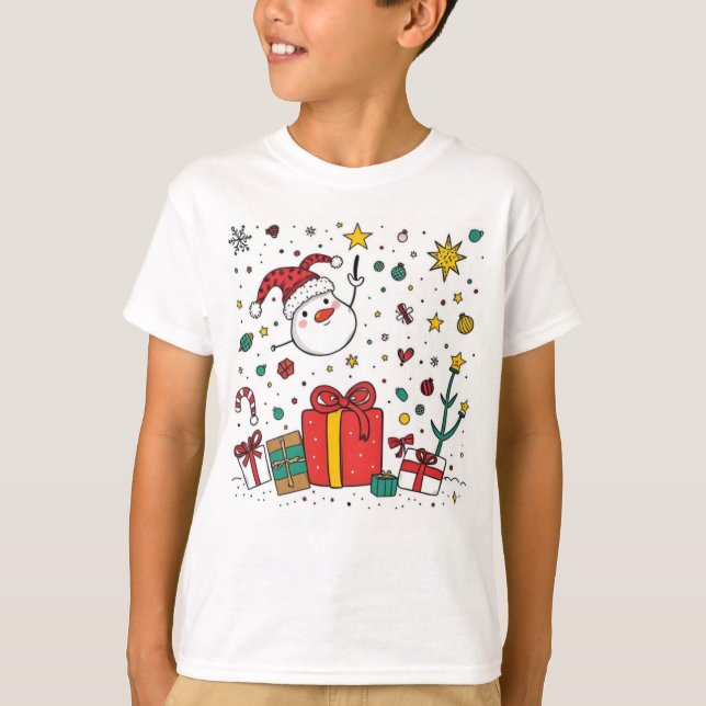 personalisierte niedliche Weihnachtskinder T - Shi T-Shirt (Vorderseite)