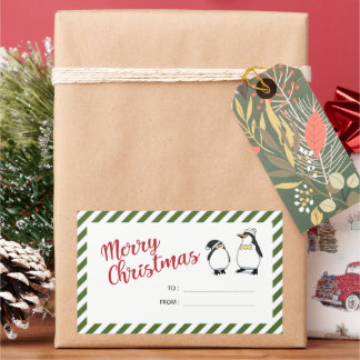 Personalisierte Niedliche Weihnachtspinguine Rechteckiger Aufkleber