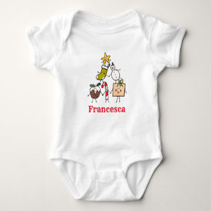 Personalisierte Niedliche Weihnachtszeichen Baby Strampler