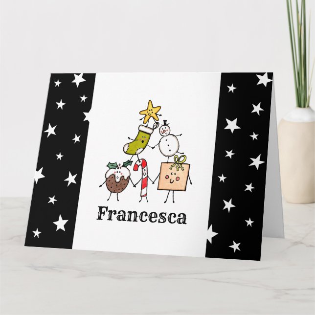 Personalisierte Niedliche Weihnachtszeichen Karte (Vorderseite)