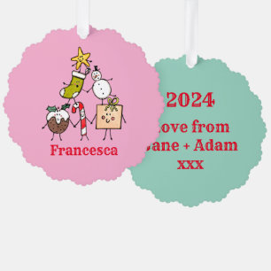 Personalisierte Niedliche Weihnachtszeichen Ornament Karte