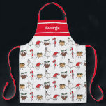 Personalisierte Niedliche Weihnachtszeichen Schürze<br><div class="desc">Diese personalisierte Weihnachtsfeier-Schürze zeigt die "Weihnachtszeit-Crew". Eine Gruppe von niedlichen kleinen Weihnachtsfiguren,  die Liebe haben,  sich zu amüsieren und zu Weihnachten Unfug zu machen. Die Crew umfasst: Schneemann,  Weihnachtsmannmütze,  Weihnachtsbaum,  Minzkuchen und Candy Cane.</div>