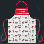 Personalisierte Niedliche Weihnachtszeichen Schürze<br><div class="desc">Diese personalisierte Weihnachtsfeier-Schürze zeigt die "Weihnachtszeit-Crew". Eine Gruppe von niedlichen kleinen Weihnachtsfiguren,  die Liebe haben,  sich zu amüsieren und zu Weihnachten Unfug zu machen. Die Crew umfasst: Schneemann,  Weihnachtsmannmütze,  Weihnachtsbaum,  Minzkuchen und Candy Cane.</div>