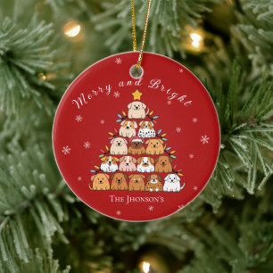 Personalisierte niedliche Welpen Weihnachtsbaumlie Keramik Ornament