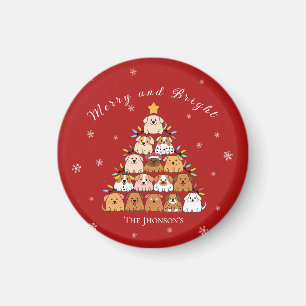 Personalisierte niedliche Welpen Weihnachtsbaumlie Magnet