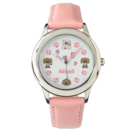 Personalisierte Niedliche Welpenhunde, Paw Prints, Armbanduhr