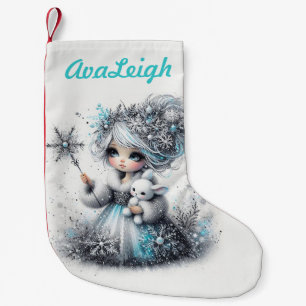 Personalisierte niedliche Winterprinzessin Kleiner Weihnachtsstrumpf