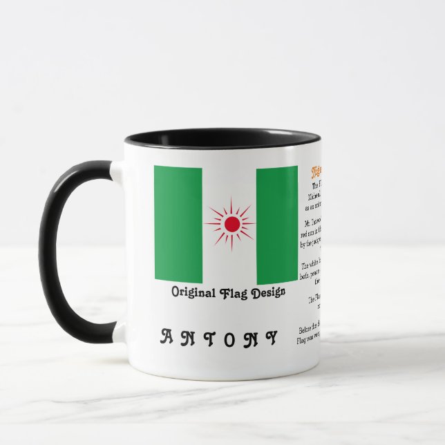 Personalisierte nigerianische Flagge - Fakten Tasse (Links)