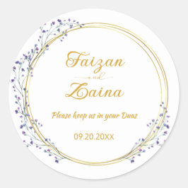 Personalisierte Nikkah Shaadi Islamische Hochzeits Runder Aufkleber