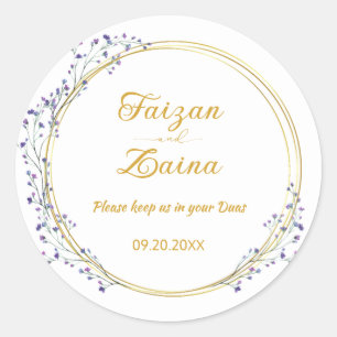 Personalisierte Nikkah Shaadi Islamische Hochzeits Runder Aufkleber