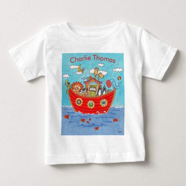 Personalisierte Noah-Arche Baby T-shirt (Vorderseite)