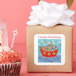 Personalisierte Noah-Arche Quadratischer Aufkleber