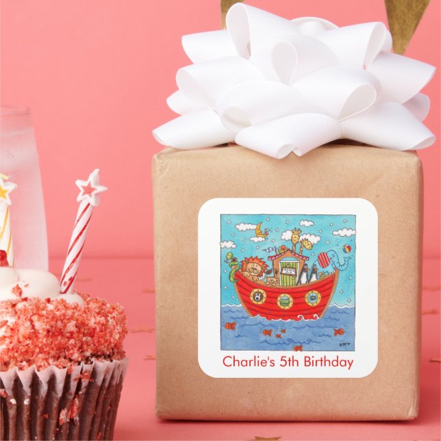 Personalisierte Noah-Arche Quadratischer Aufkleber (Party)
