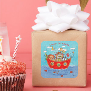 Personalisierte Noah-Arche Quadratischer Aufkleber