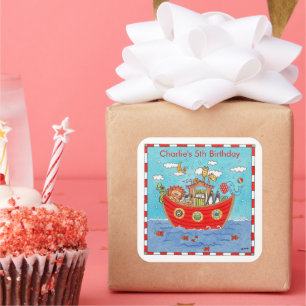 Personalisierte Noah-Arche Quadratischer Aufkleber