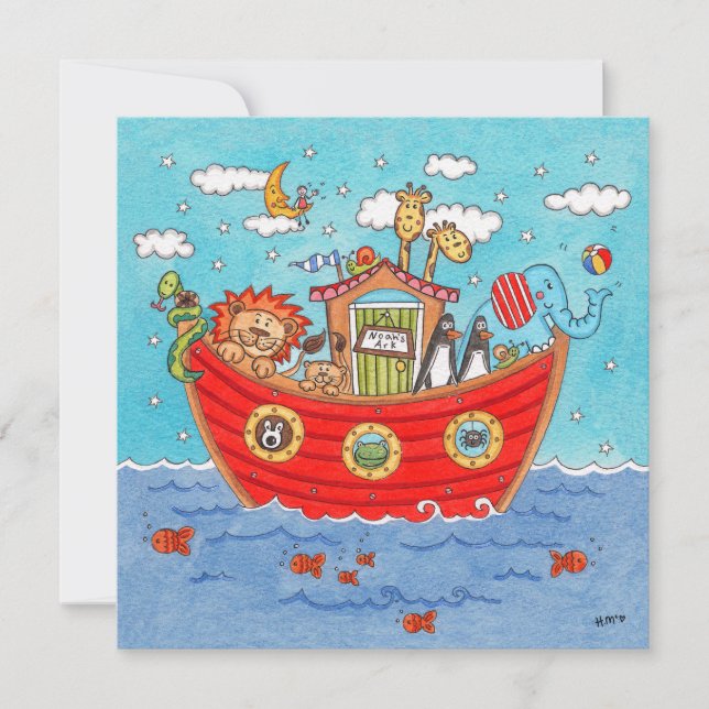 Personalisierte Noah's Ark Birthday Einladung (Vorderseite)