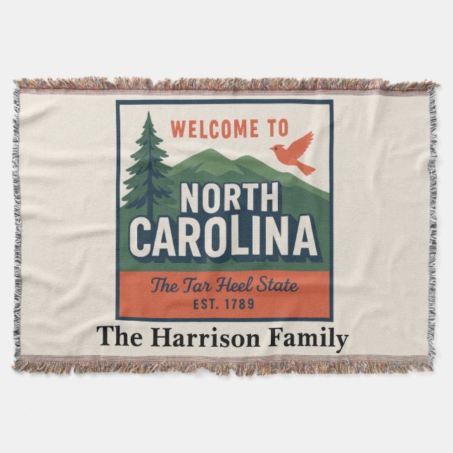 Personalisierte North Carolina-Wurfdecke Decke (Vorderseite)