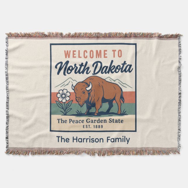 Personalisierte North-Dakota-Decke Decke (Vorderseite)