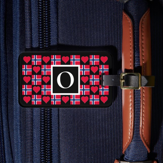 Personalisierte Norwegische Flagge - Zollkodex Gepäckanhänger (Vorderseite Insitu 4)