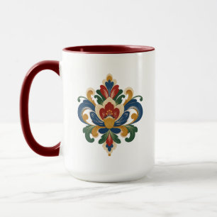 Personalisierte Norwegische Rosemaling Volkskunst Tasse