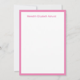 Personalisierte Note Card in Rosa und Weiß Dankeskarte