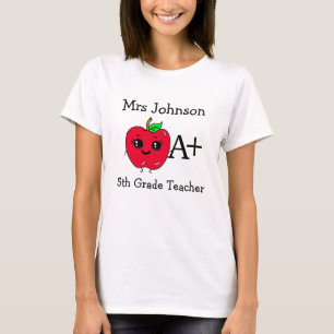 Personalisierte Note und Lehrername Niedlich Apple T-Shirt