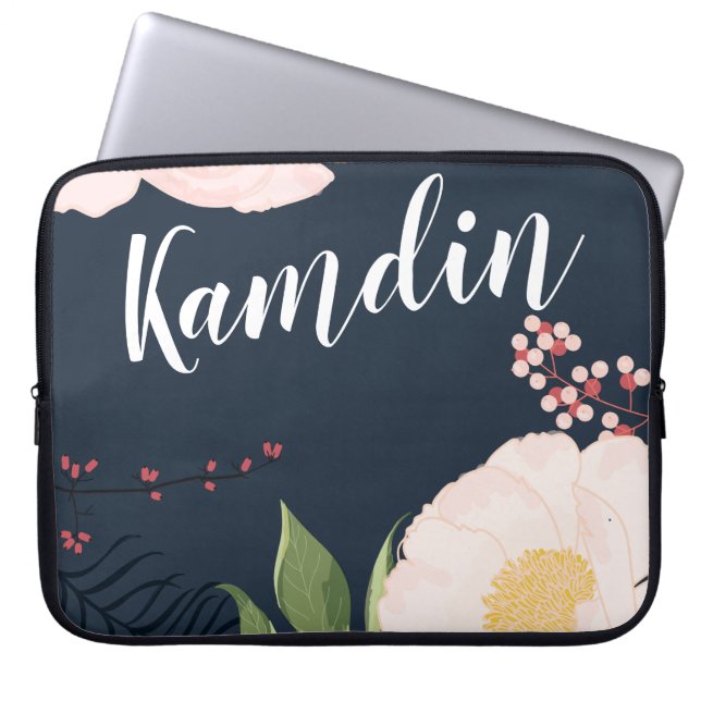 Personalisierte Notebook-Case-Blume mit weißer Blu Laptopschutzhülle (Vorderseite)
