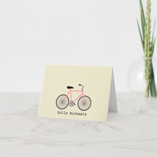 Personalisierte Notecards für das rosa Fahrrad (Vorderseite)