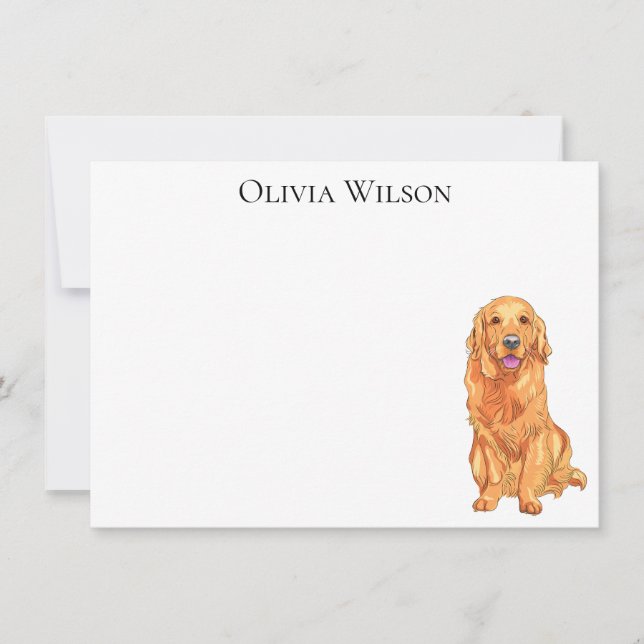 Personalisierte Notecards mit goldenem Retriever Mitteilungskarte (Vorderseite)